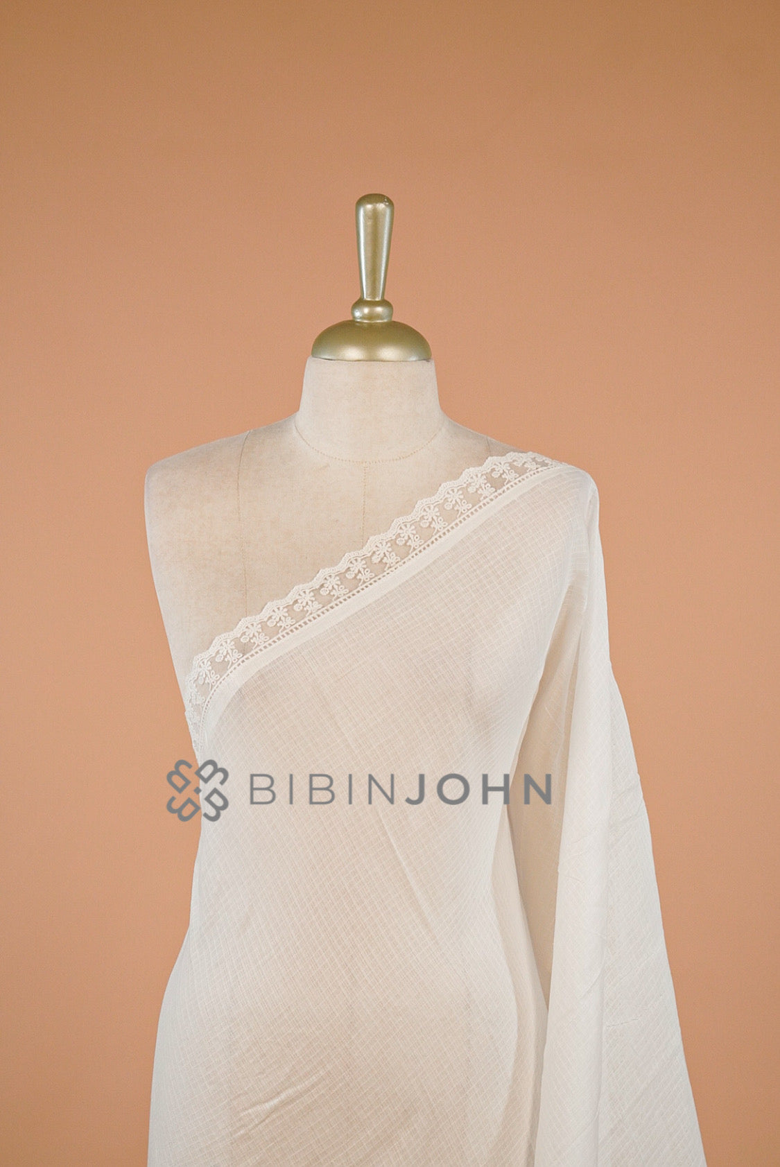 Cotta Embroidery Dupatta For Women White close view.