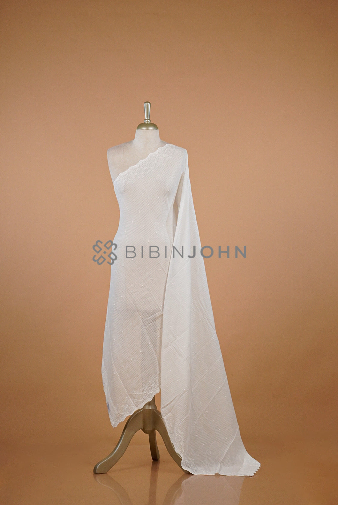 Cotta Embroidery Dupatta For Women White