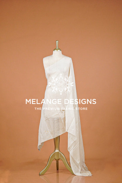 Cotta Embroidery Dupatta For Women White BJ0068