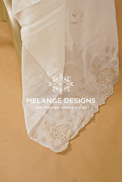 Cotta Embroidery Dupatta For Women White BJ0068