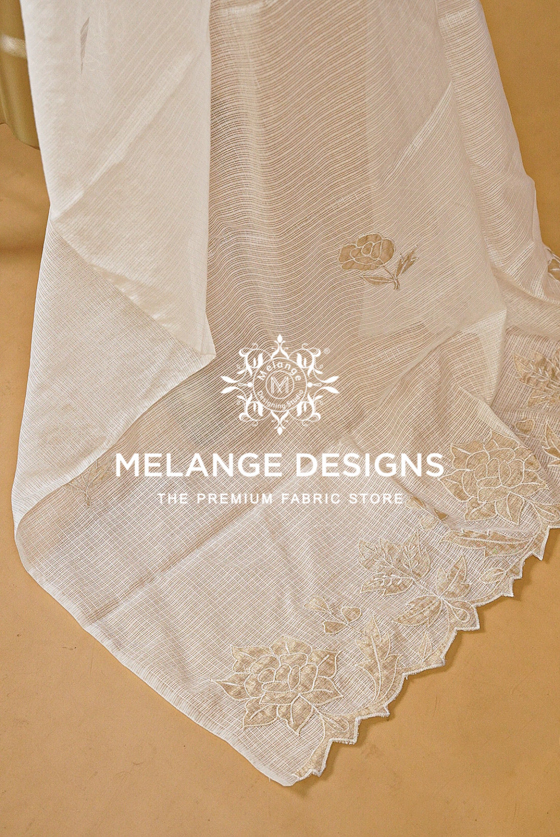 Cotta Embroidery Dupatta For Women White BJ0069