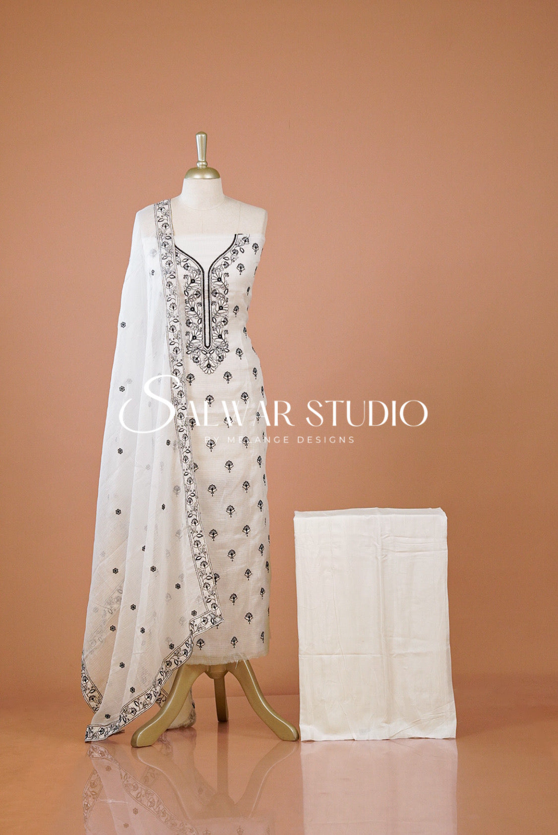 Cotta Embroidery Unstitched Salwar Suit Dress Material Front View