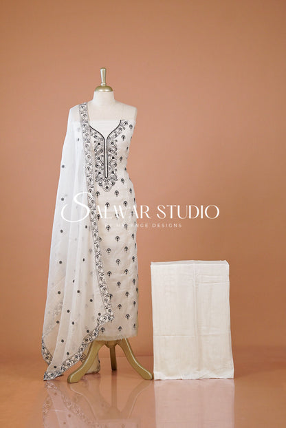 Cotta Embroidery Unstitched Salwar Suit Dress Material Front View