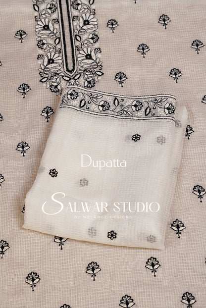 Cotta Embroidery Unstitched Salwar Suit Dress Material Dupatta