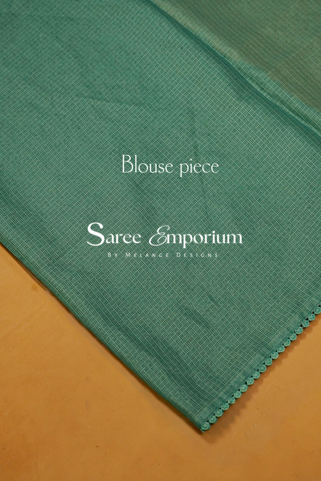 Cotta Embroidery Saree For Women Teal Green Blouse Piece.