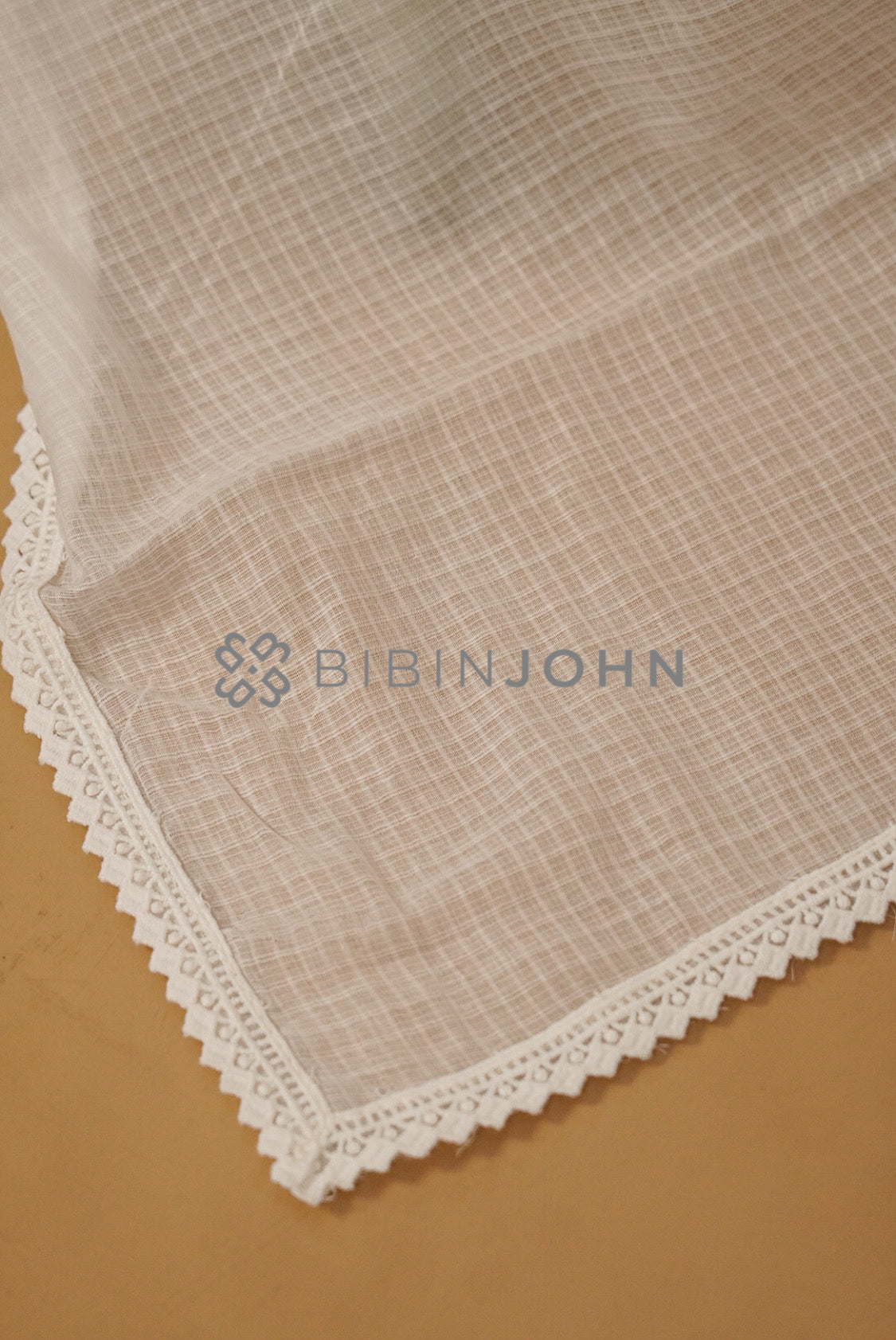 Cotta Lace Dupatta For Women White side view.