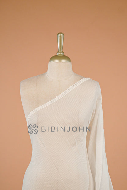 Cotta Lace Dupatta For Women White close view.