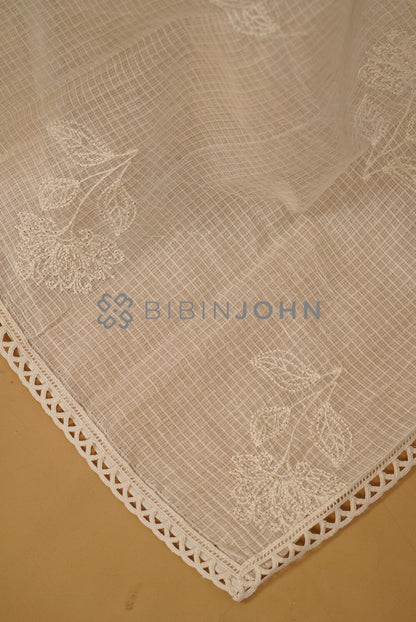 Cotta Lace Dupatta For Women Off White side view.
