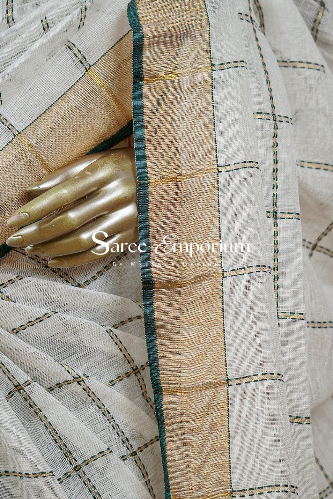 Linen Check Saree For Women MDS0259