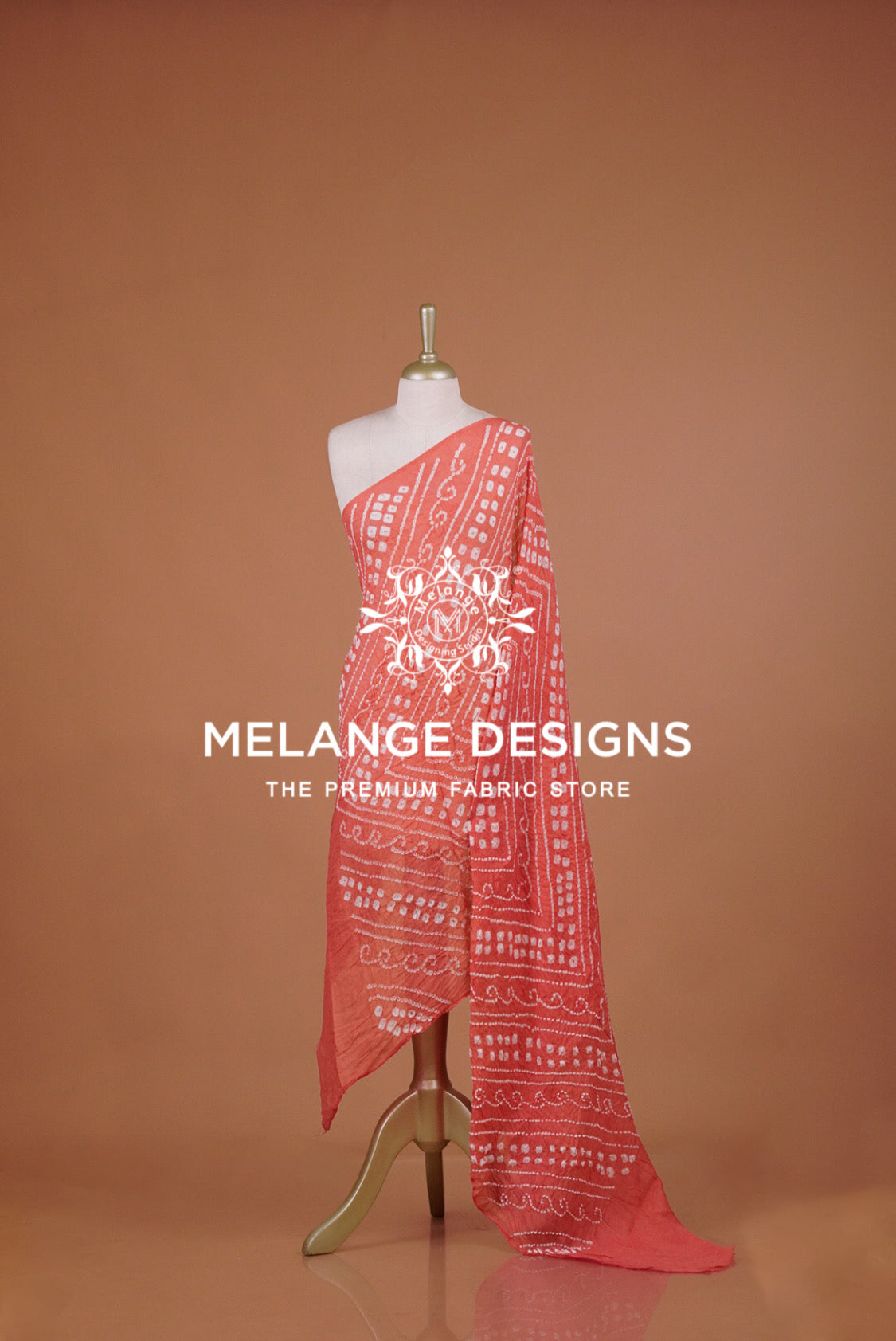 A coral pink and white patterned fabric .
