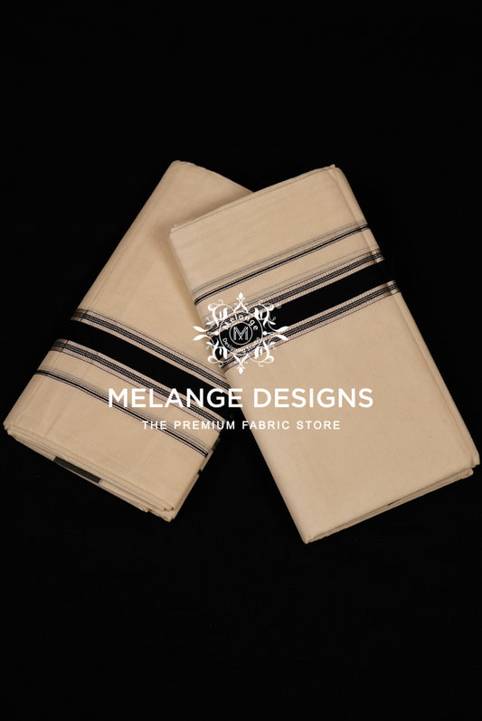 Cotton Dhoti For Men Off-White with Black