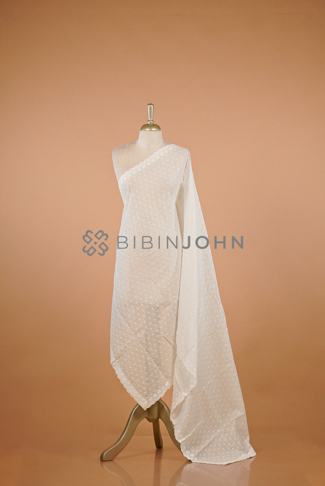 Cotton Embroidery Dupatta For Women White