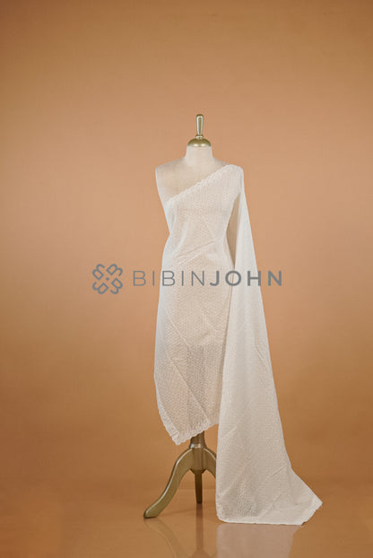 Cotton Embroidery Dupatta For Women White