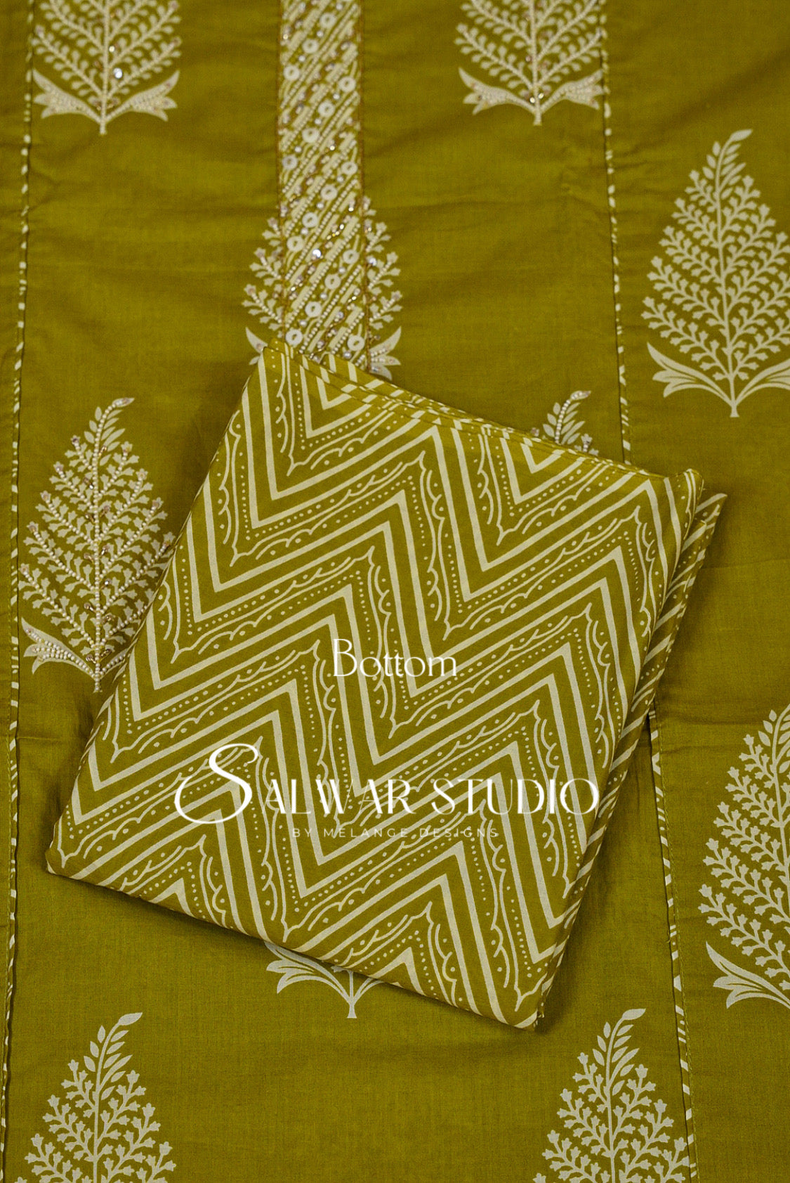 Cotton Embroidery Unstitched Salwar Suit Dress Material Citrus Green AC0230