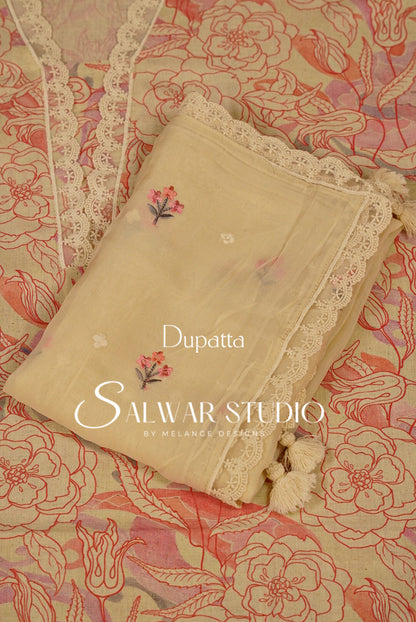 Cotton Linen Semi-Stitched Salwar Suit Dress Material Off White AC0267