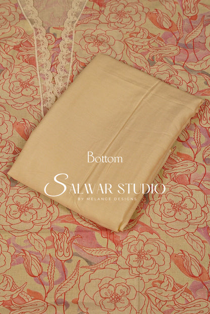 Cotton Linen Semi-Stitched Salwar Suit Dress Material Off White AC0267