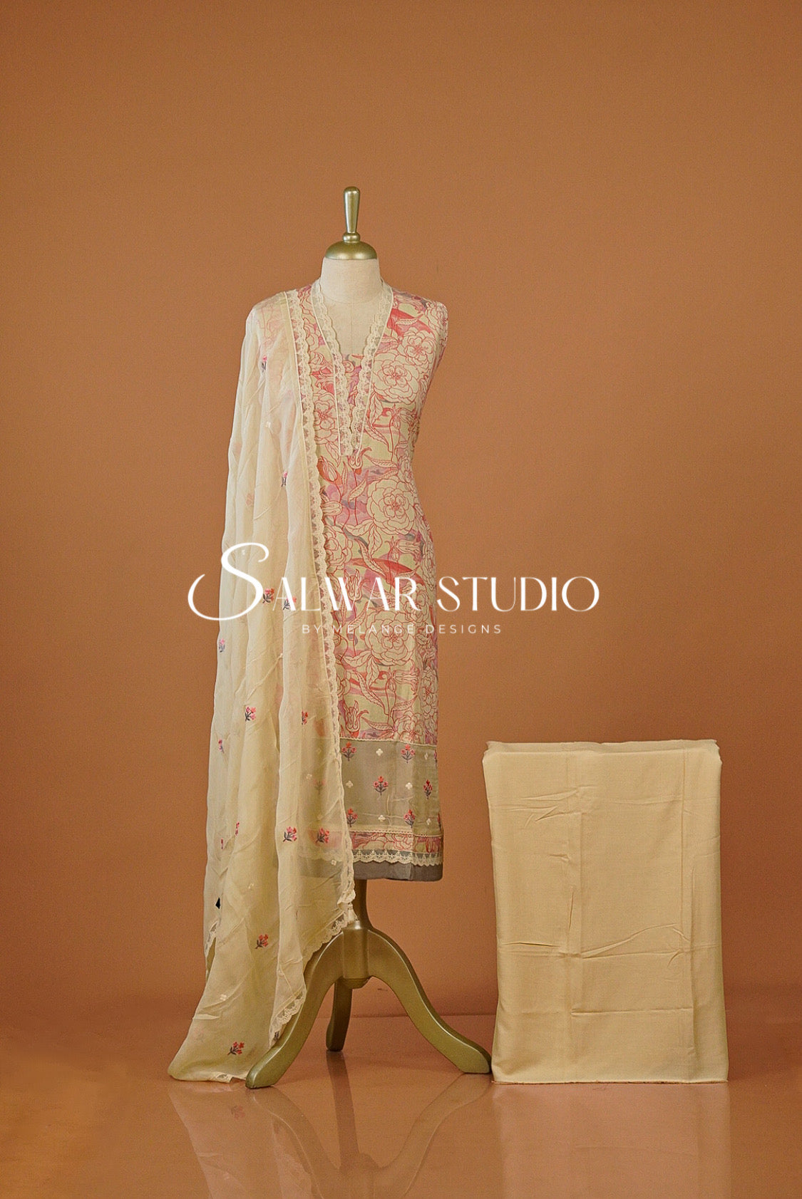 Cotton Linen Semi-Stitched Salwar Suit Dress Material Off White AC0267
