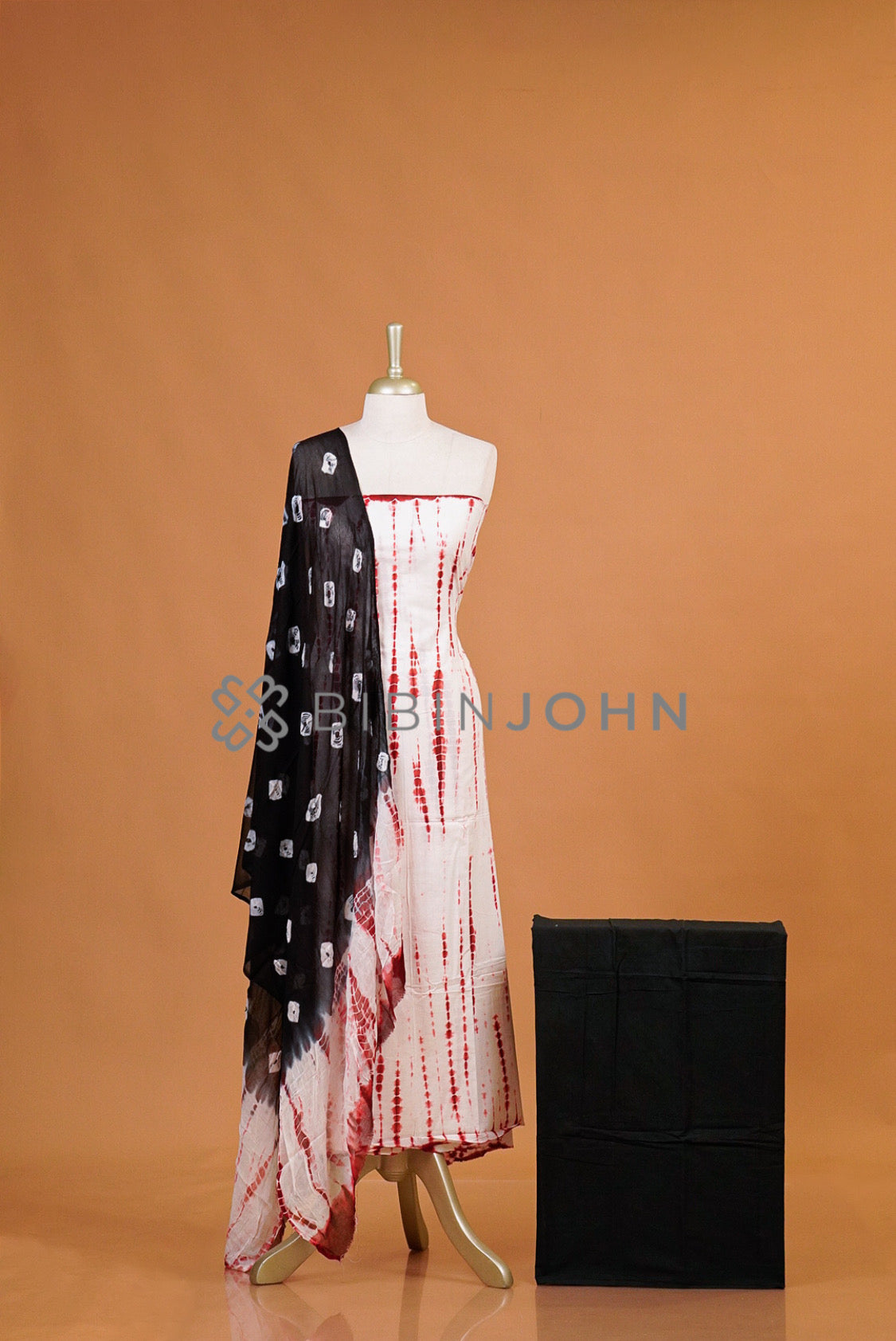 Cotta Unstitched Salwar Suit Dress Material For Women White with Red