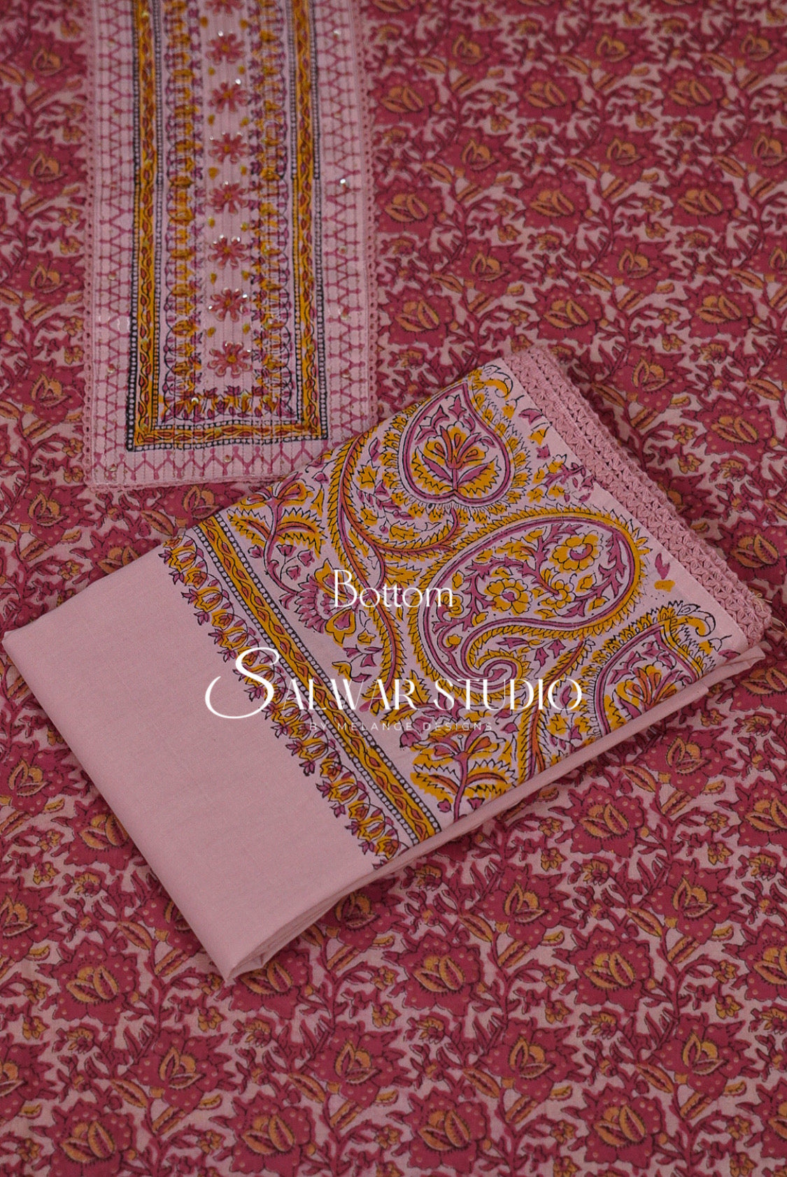 Cotton Unstitched Salwar Suits Dress Material Blush Pink AC0184