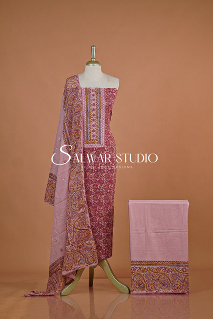 Cotton Unstitched Salwar Suits Dress Material Blush Pink AC0184