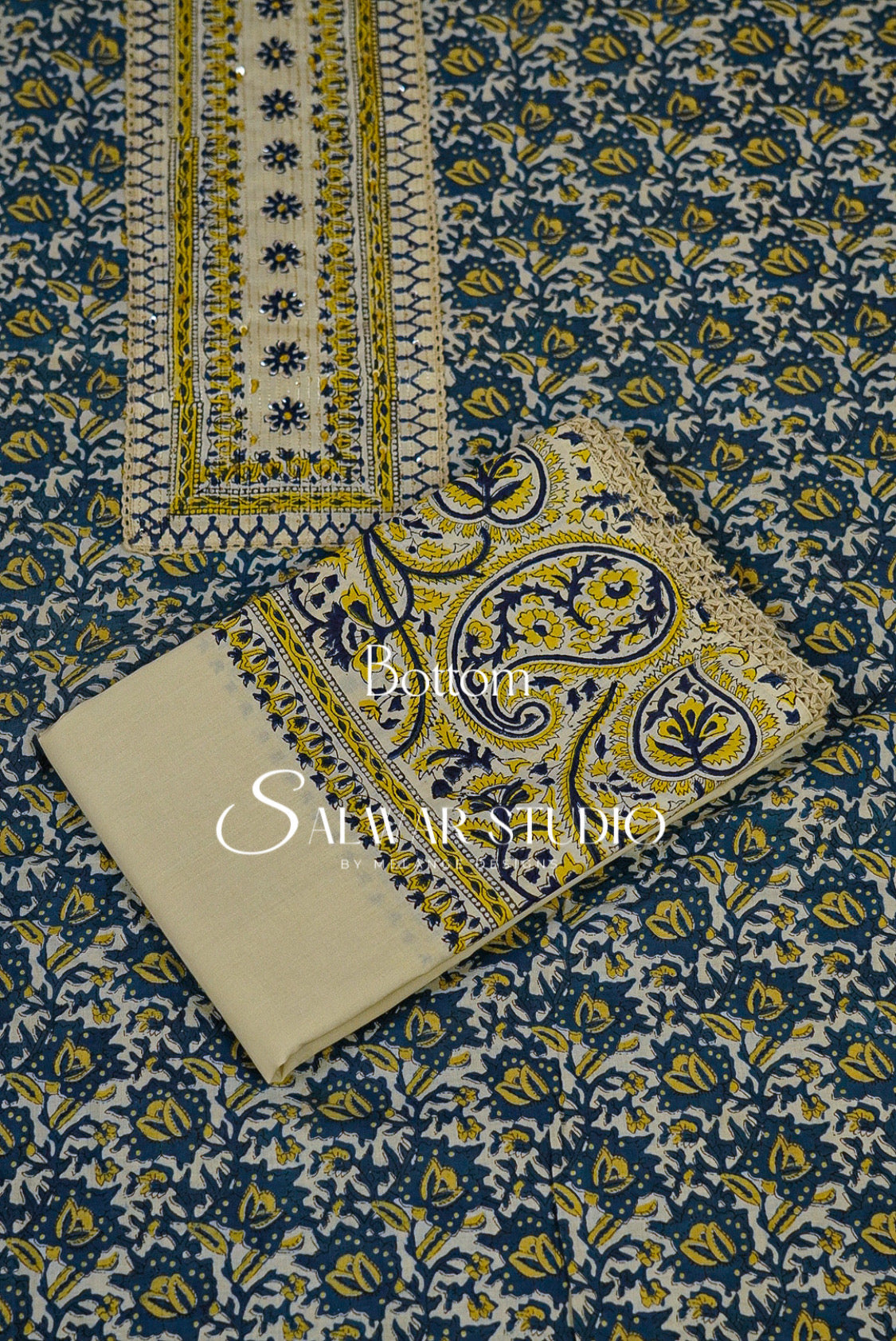 Cotton Unstitched Salwar Suits Dress Material Deep Slate Blue AC0185