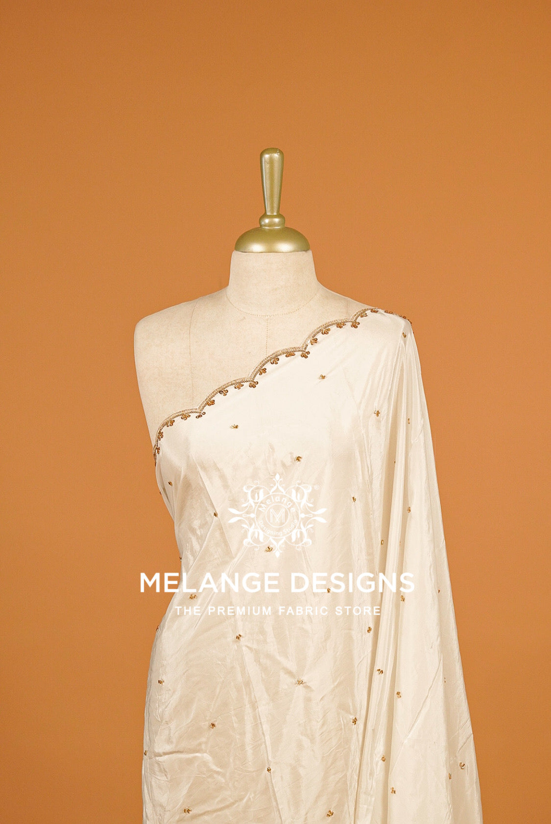 Crape Silk Embroidery Dupatta For Women White BJ0082