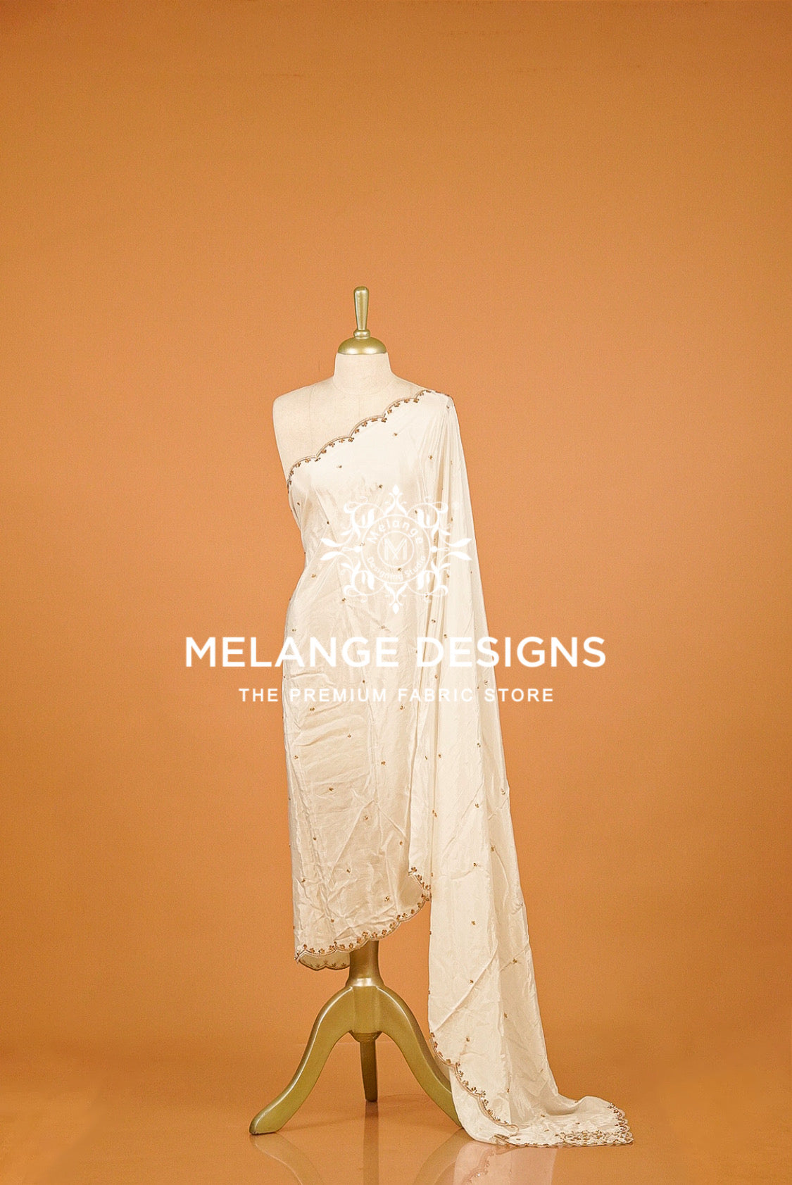Crape Silk Embroidery Dupatta For Women White BJ0082