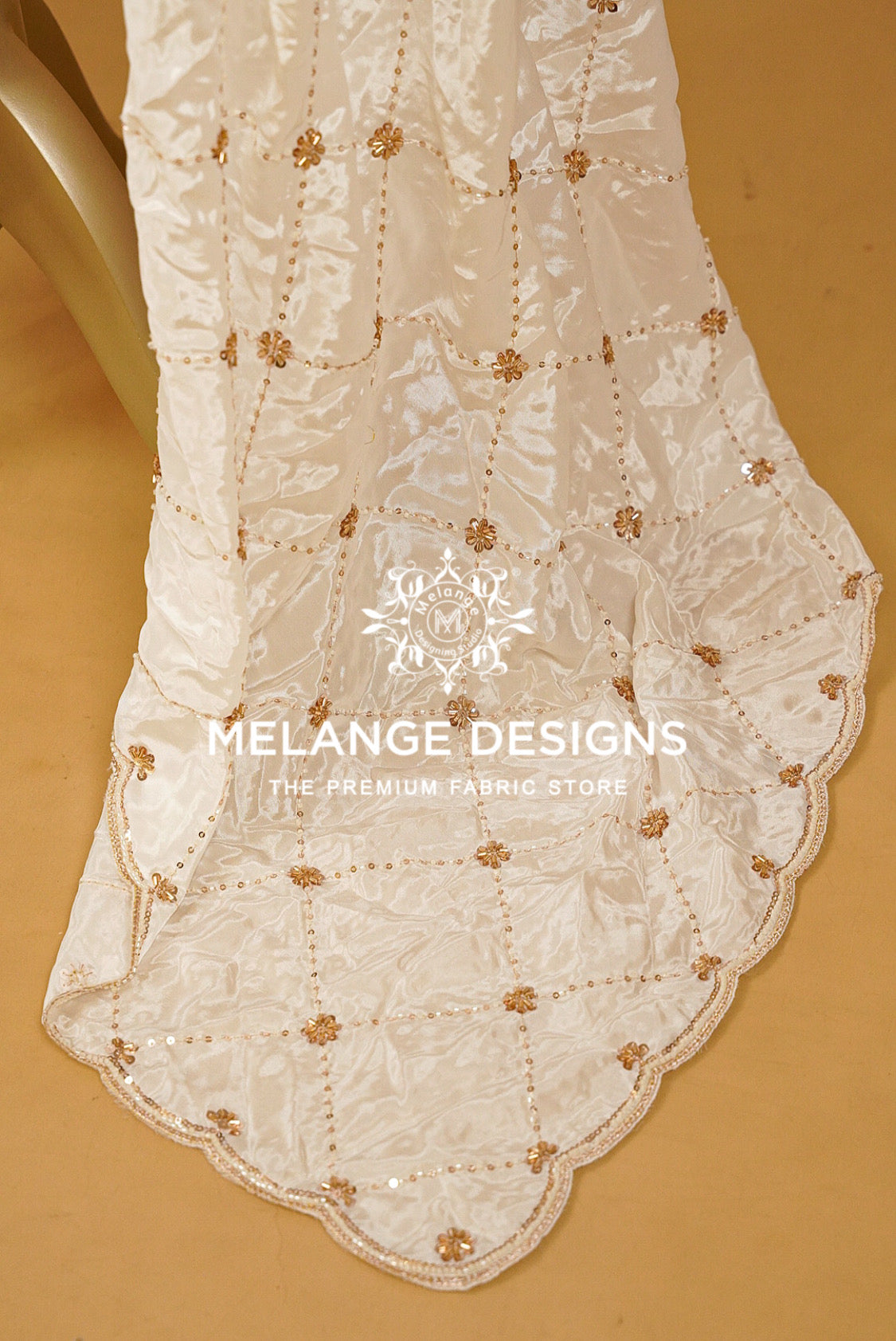 Crape Silk Embroidery Dupatta For Women White BJ0083