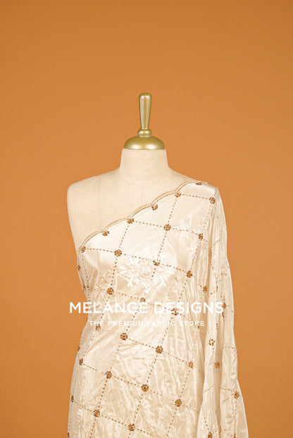 Crape Silk Embroidery Dupatta For Women White BJ0083