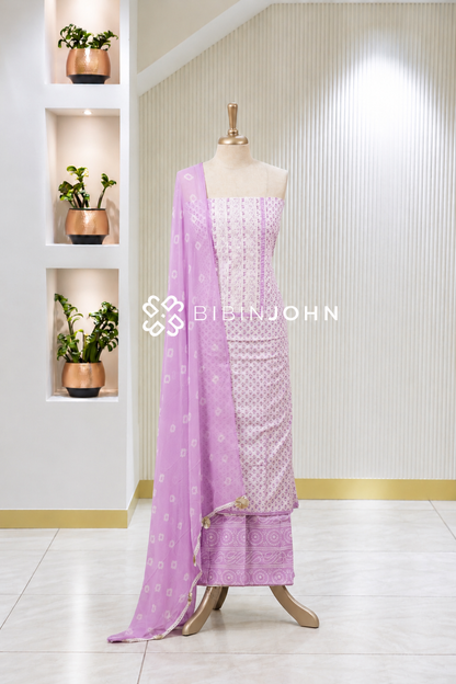 Cotton Embroidery Unstitched Salwar Suit Material Lilac Purple BJ1996