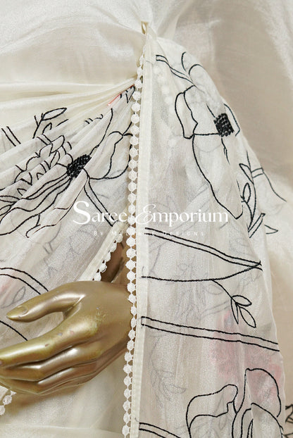 Tissue Embroidery Saree MDS0212