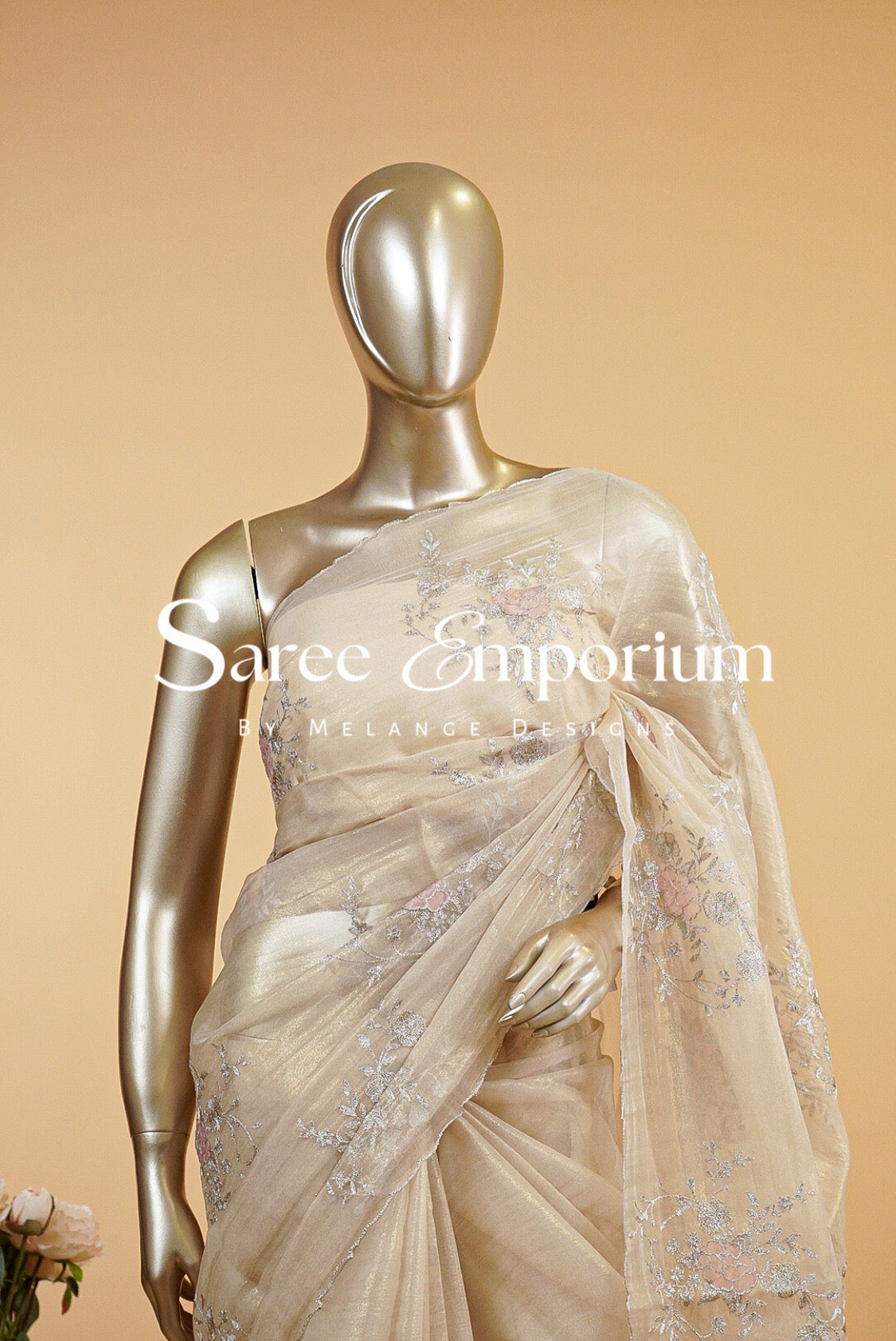 Tissue Embroidery Saree MDS0186