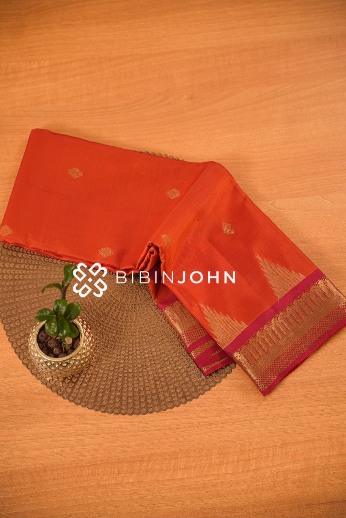 Silk Saree For Women Vermilion Orange BJ2408