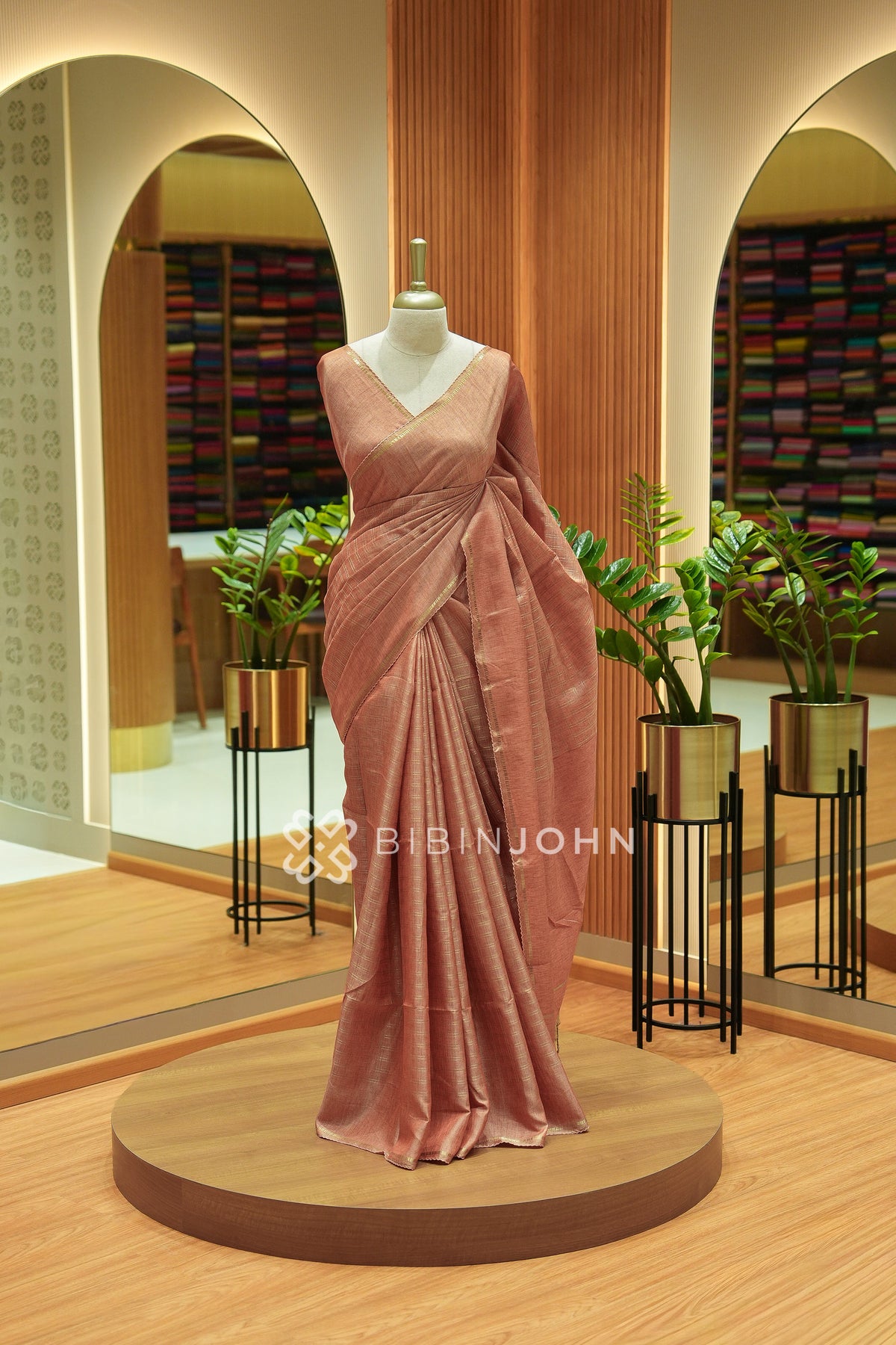 Semi Tussar Weaving Saree For Women Copper Rose BJ2548
