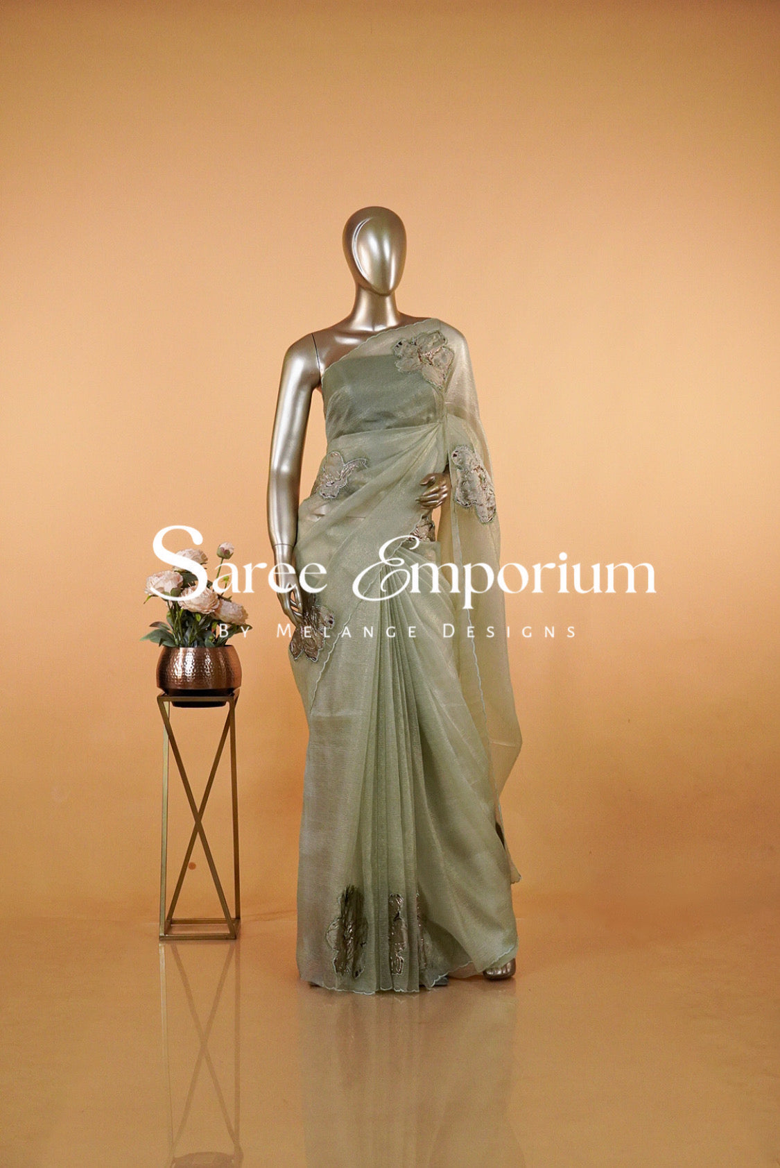Tissue Applique Saree MDS0143