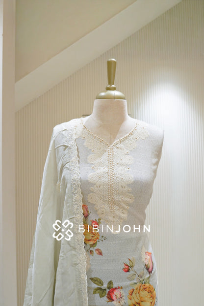 Semi Stitched Linen Embroidery Salwar Suit Material BJ1916