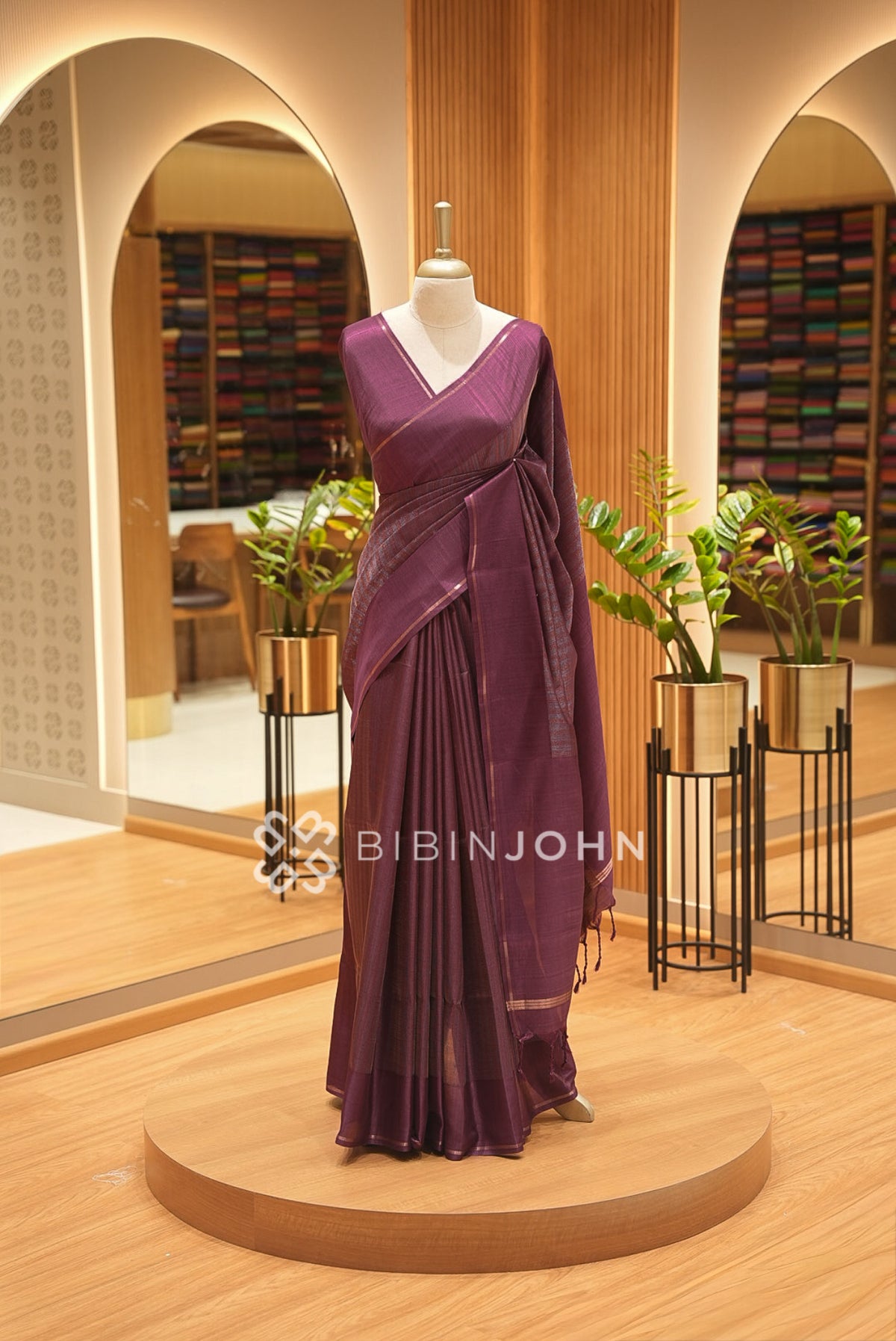 Semi Tussar Weaving Saree For Women Plum Purple BJ2649