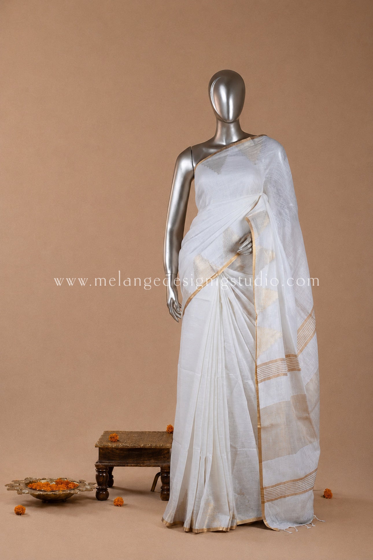 Linen Temple Border Saree MDS0005