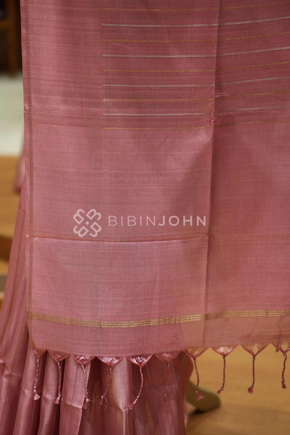 Semi Tussar Weaving Saree For Women Dusty Rose Pink BJ2310