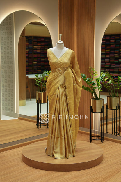 Semi Tussar Weaving Saree For Women Antique Gold BJ2544
