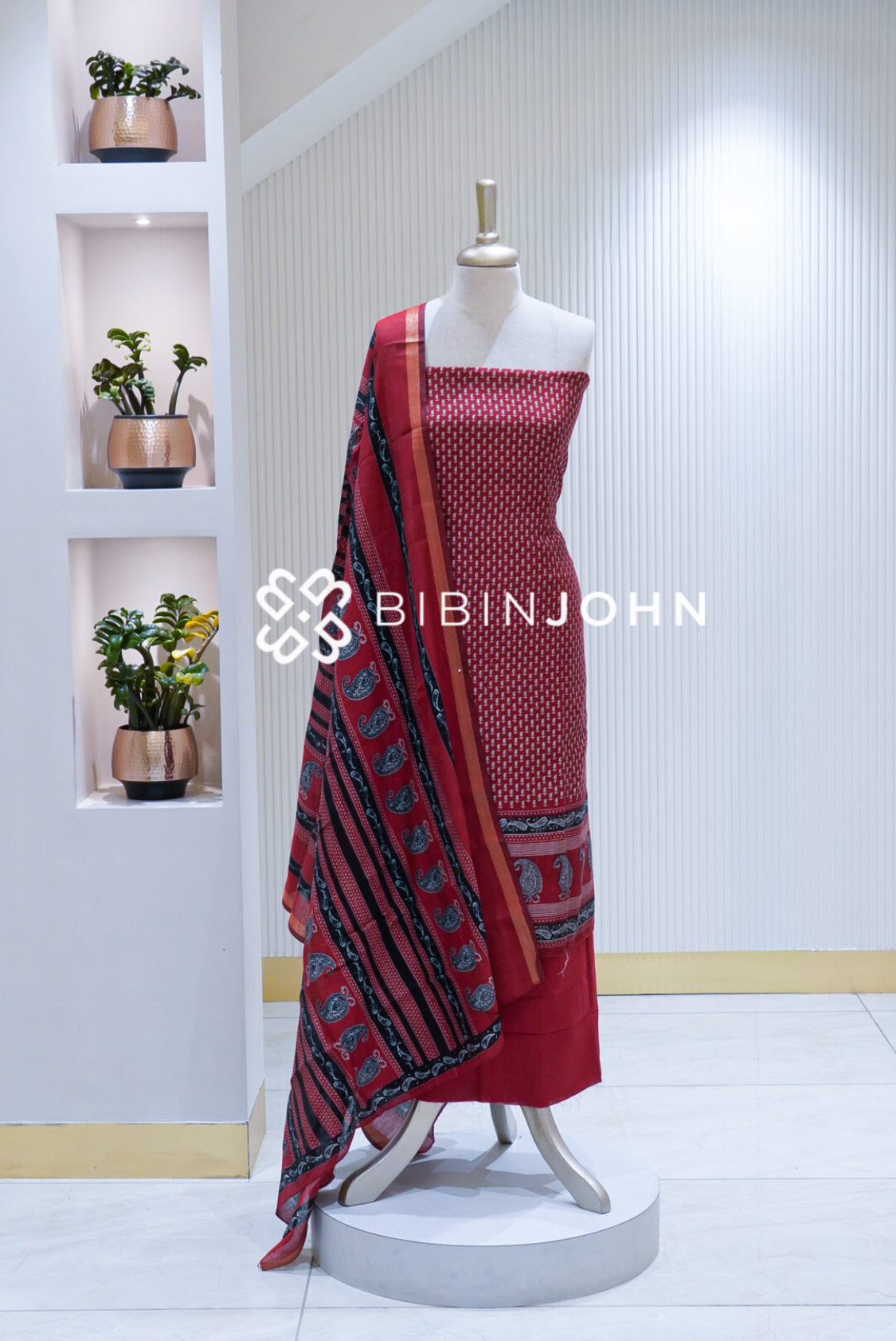 Art Maheshwari Unstitched Salwar Suit Material Crimson Red BJ1708