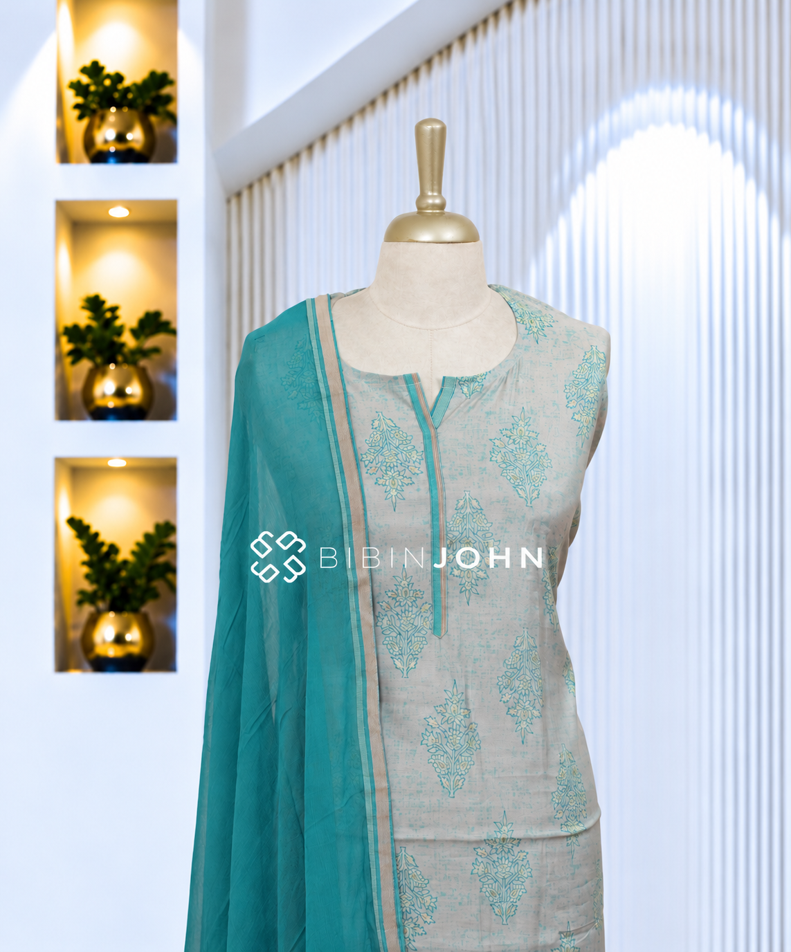 Semistitched Muslin Salwar Suit Material Light Ash Grey BJ2085
