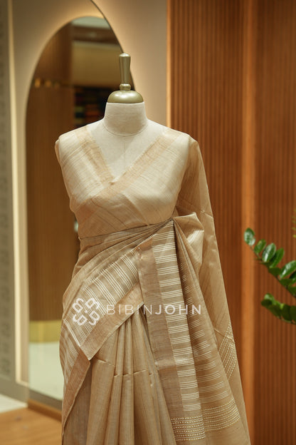 Pure Tussar Saree For Women Beige BJ2539