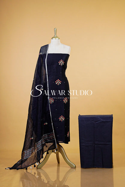 Linen Embroidery Unstitched Salwar Suits AC0063