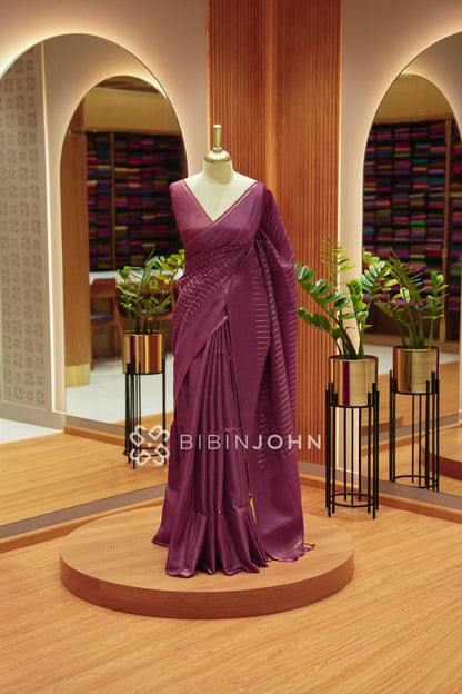 Semi Tussar Weaving Saree For Women Plum Purple BJ2454