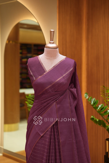 Semi Tussar Weaving Saree For Women Dusty Plum Purple BJ2450