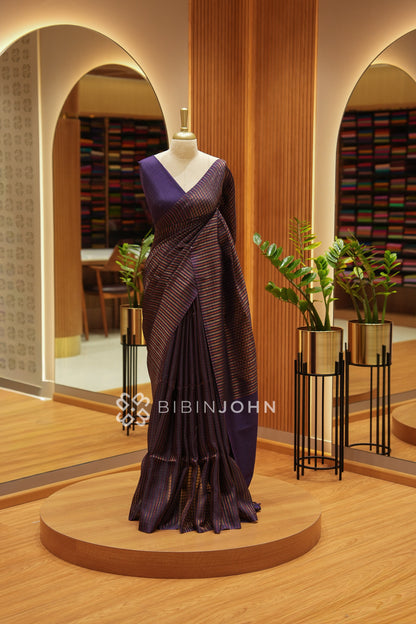 Semi Silk Weaving Saree For Women Deep Purple BJ2418