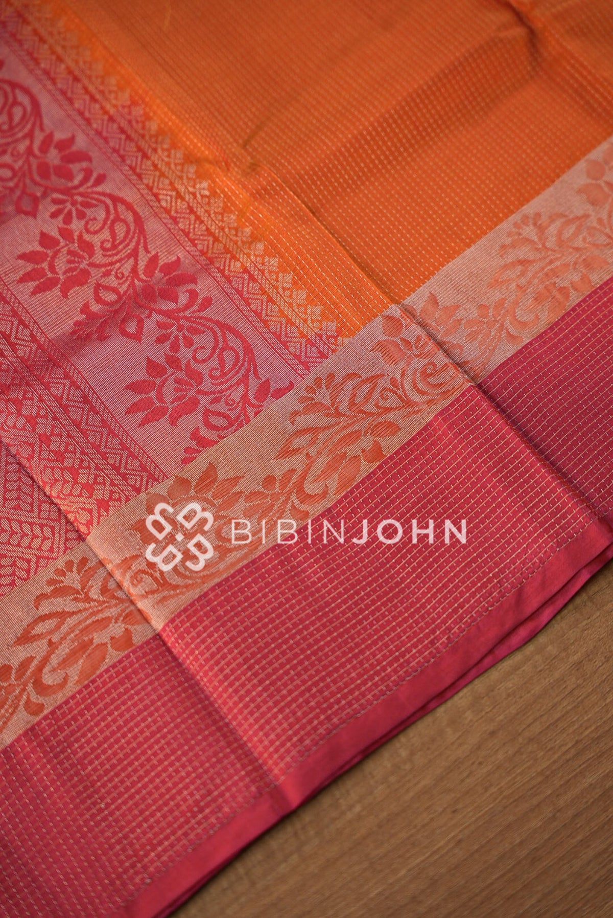 Silk Saree For Women Bright Orange BJ1015