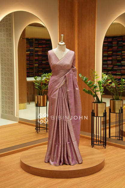 Semi Tussar Weaving Saree For Women Dusty Rose Pink BJ2547