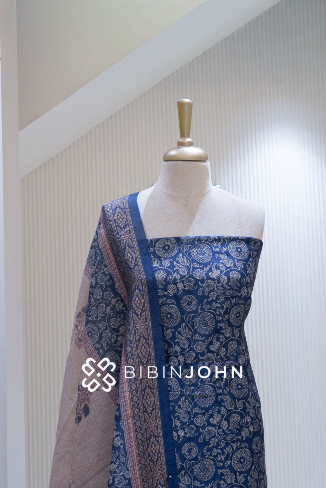 Printed Silk Unstitched Salwar Suit Material Deep Royal Blue BJ1712